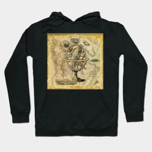 Dark Academia steampunk geography globe traveller vintage world map Hoodie